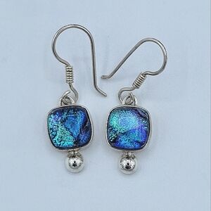 925 Silver Earrings Dichroic Glass #2463